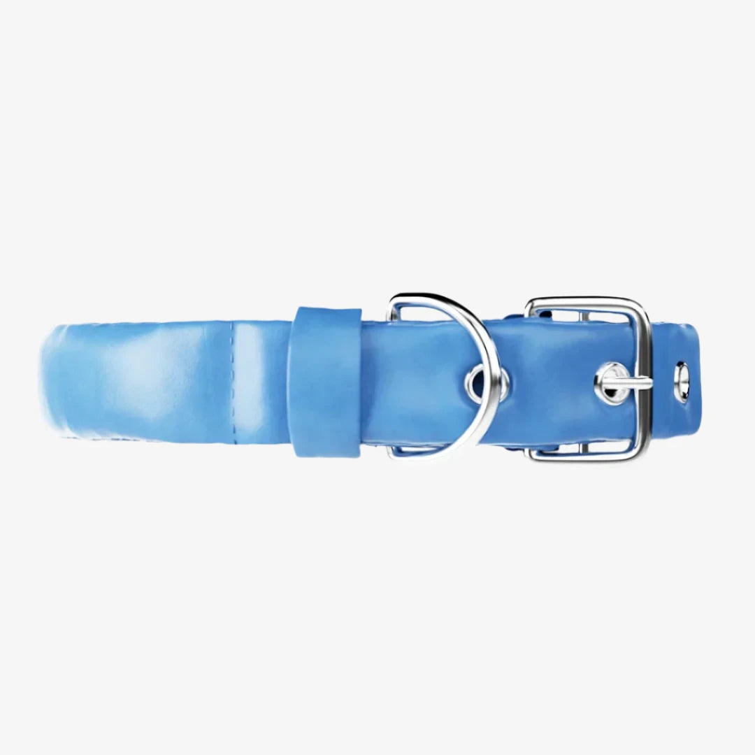 Puffed Leather Collar - Cornflower