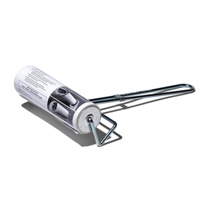 Roller tool with cylindrical component on a white background