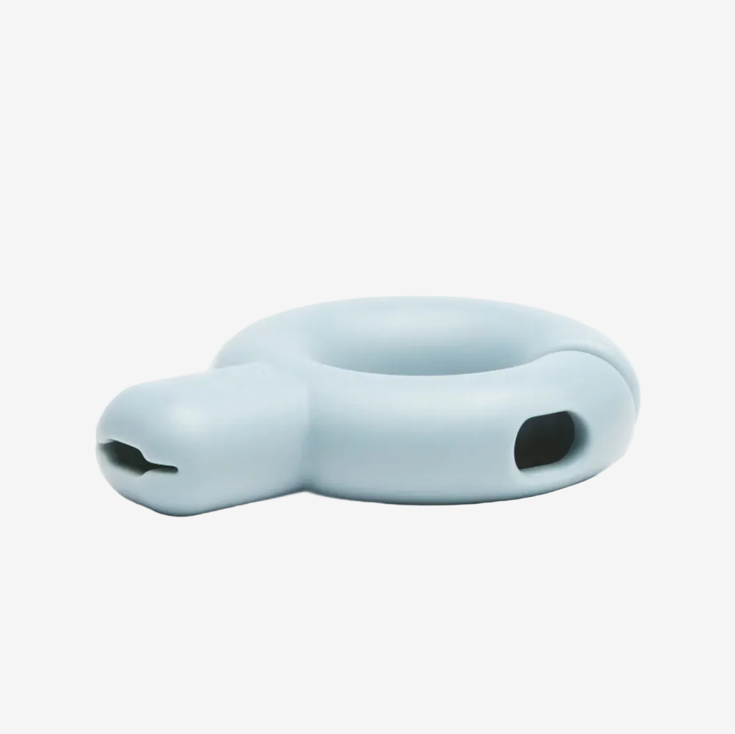 Light blue silicone case for a smartphone on a white background