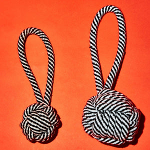 Ware of the Dog rope toy for chewing and chasing for dogs, large and small sizes.