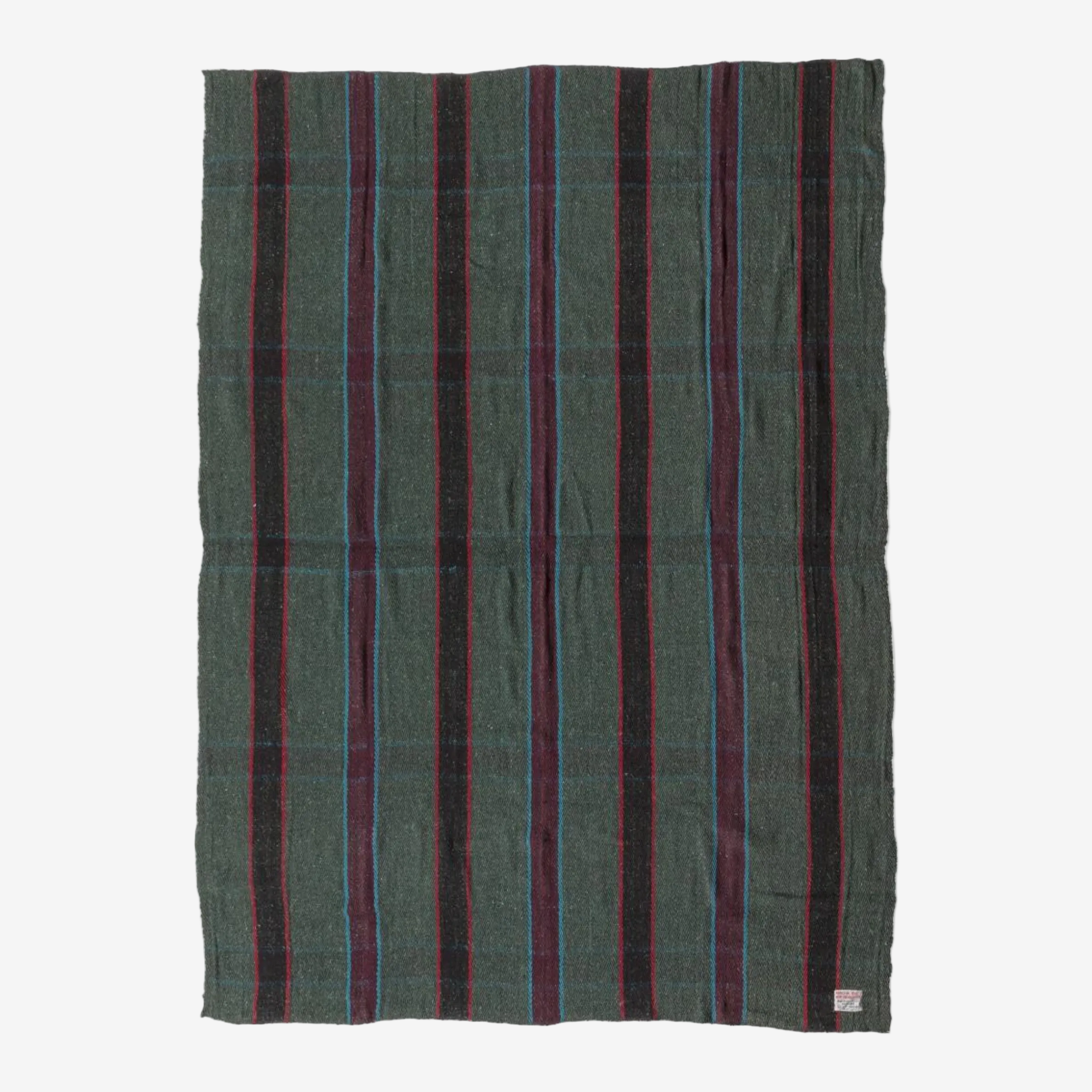 Striped fabric with green and purple pattern on a white background