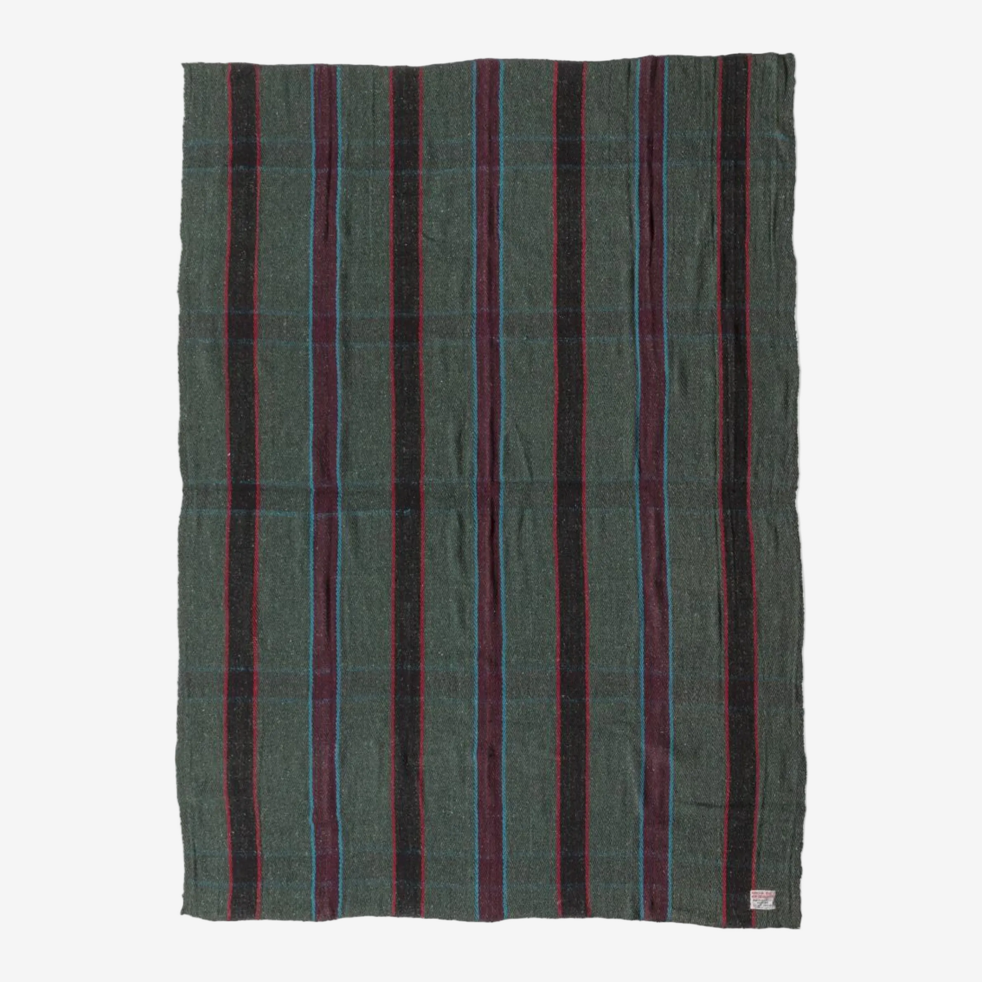 Striped fabric with green and purple pattern on a white background