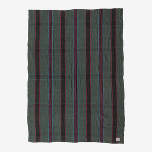 Striped fabric with green and purple pattern on a white background