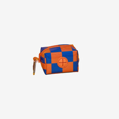 Checkered Waste Bag Pouch - Orange & Blue