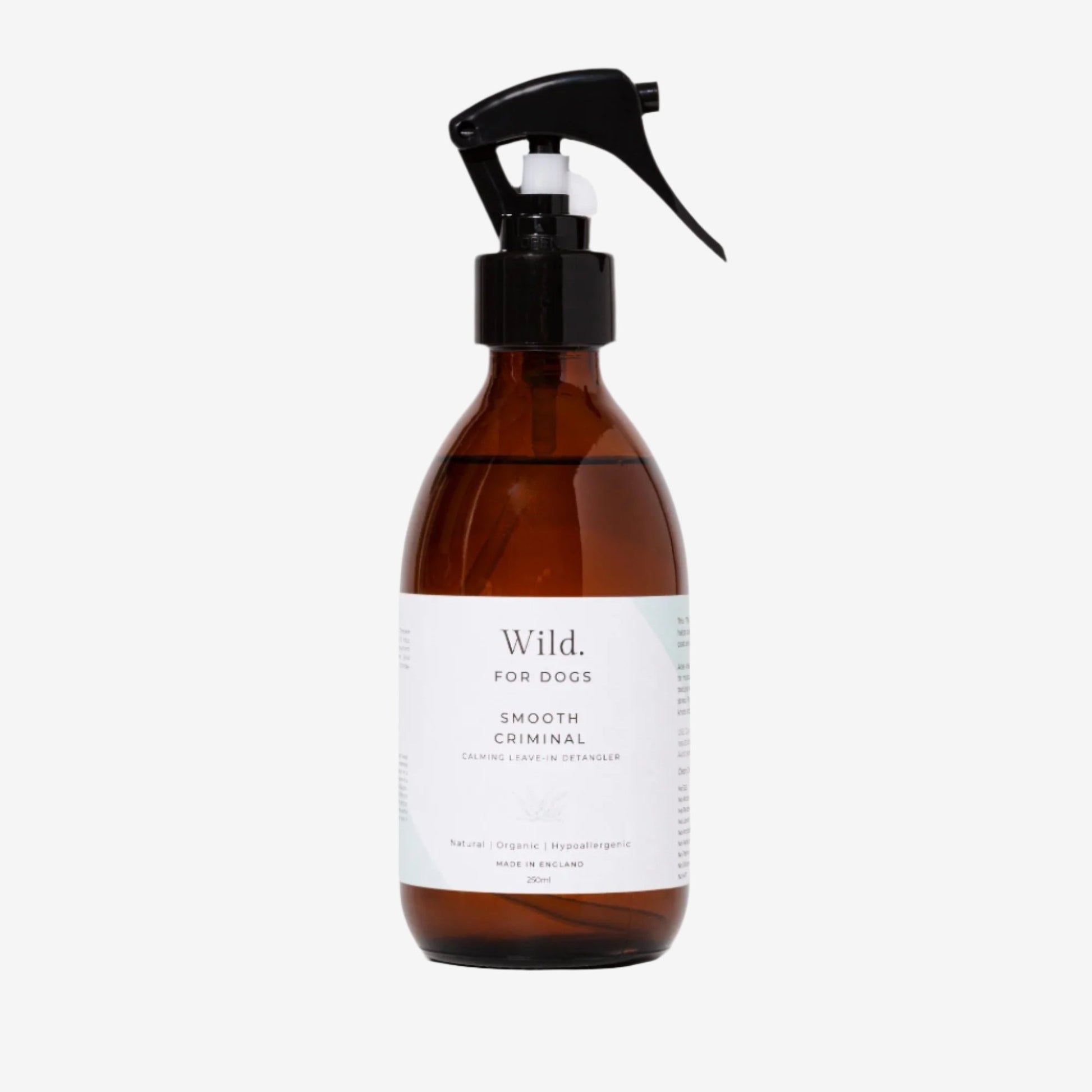Smooth Criminal calming shampoo by Wild for Dogs. Glass bottle, vegan, all natural and organic.
