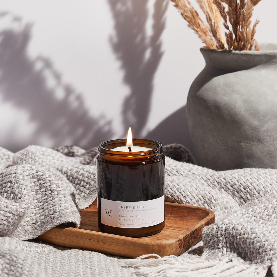 Pet safe candle made with soy wax and natural scents alight by Wild For Dogs